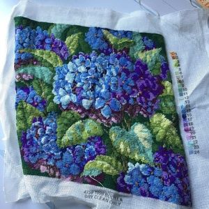 Set of Four Botanical Needlepoint Panels